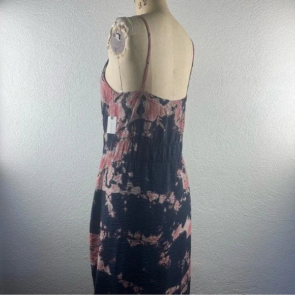Anthropologie l XS LACAUSA Crinkle Rayon Tie Dye Knotted Hem Slip Dress Cover-up